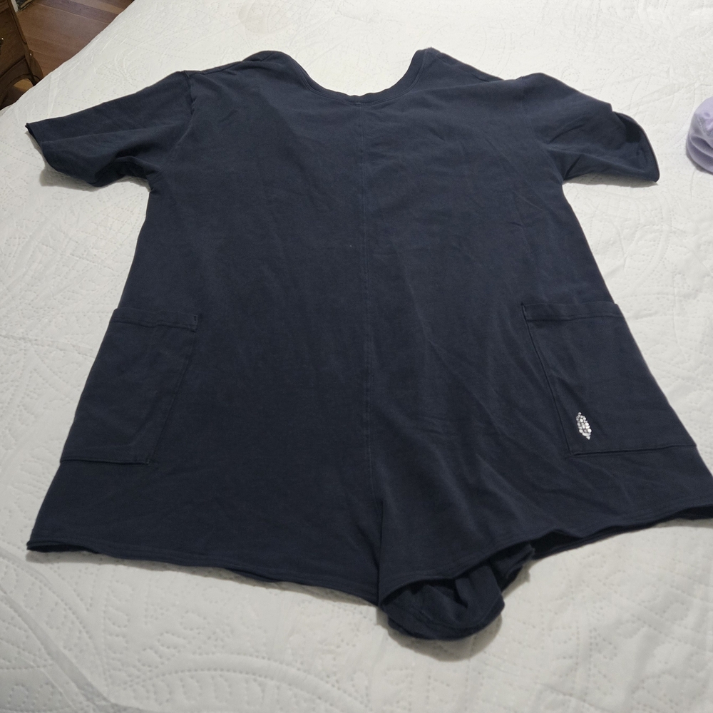 Free People Midnight Blue Short Sleeve Romper
